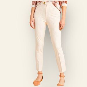 Anthropologie Cream and Red Striped Pants the essential slim size 10